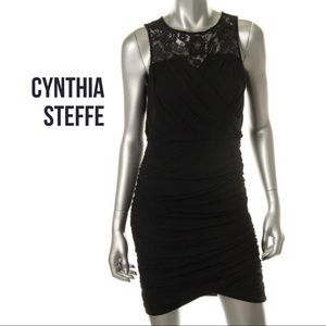 Cynthia Steffe NEW Abigail Black Lace Trim Sleeveless Cocktail Dress, M
